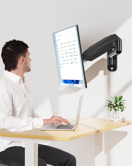 LIFTGO Wall Mount Monitor Arm for Max 32 Inch Computer Screens, Height Adjustable Single Monitor Wall Mount Holds Up to 19.8lbs, Full Motion Wall Bracket, VESA Mount 75x75, 100x100, Black