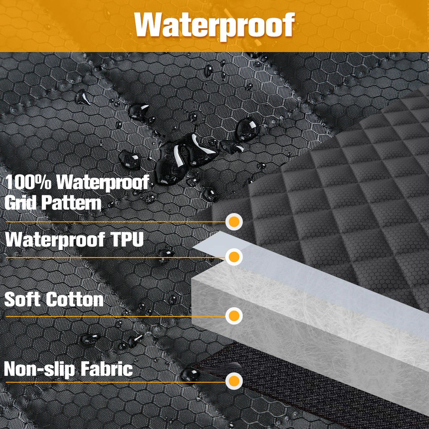 LIFTGO Waterproof Dog Car Seat Cover - Scratchproof Bench Cover for Back Seat, Universal Fit for Cars/Trucks/SUVs, Nonslip Pet Mat with Seat Protection, Machine Washable