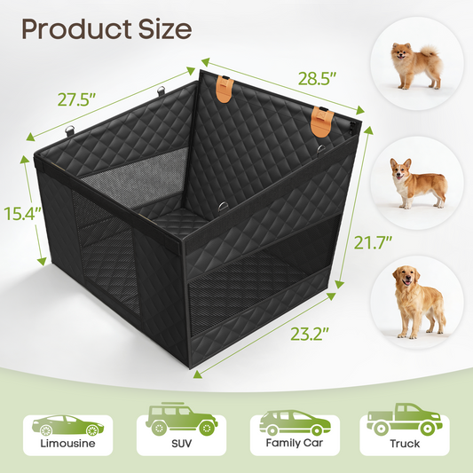 LIFTGO Dog Car Seat for Large Medium Dogs, Back Seat Extender for Pets with 4-Splice Hard Bottom, Waterproof Pet Seat Cover with 3 Mesh Windows for Cars, Trucks and SUVs