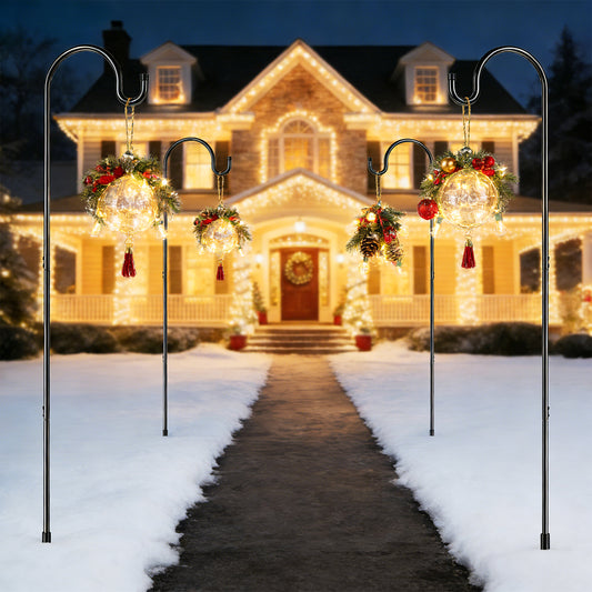 GOFORWILD Shepherd Hooks 6 Pack Adjustable, 49 inches Tall, Premium Metal Garden Hook for Outdoor, Hanging Plant, Solar Lights, Lanterns, Bird Feeders, and Wedding Decor, 7013-3