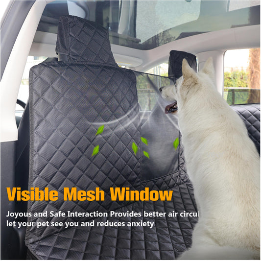 Dog Seat Cover for Tesla Model 3 & Y - Waterproof Back Seat Hammock with Mesh Window & 2 Door Protectors - Scratch & Mud Protection