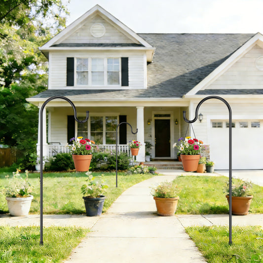 GOFORWILD Shepherd Hook 6 Pack Black, 33 inches Tall, Made of Premium Metal for Garden Decor, Plant Hanger, Lantern Hook, Solar Light Hanging, 7011-3