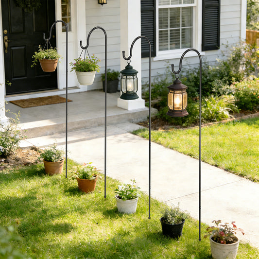 GOFORWILD Shepherd’s Hooks 8 Pack Black, 65 inches Tall, Made of Premium Metal for Garden Decor, Plant Hanger, Lantern Hook, Garden Stake and Wedding Decor, 7015-4