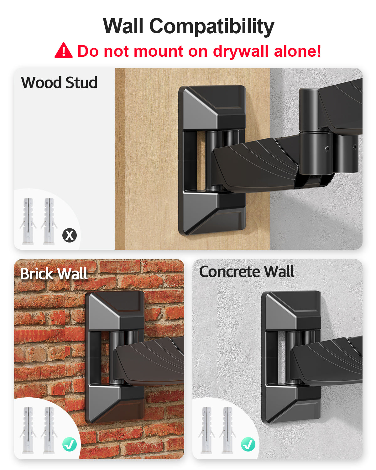MOUNT PRO Long Arm Dual Monitor Wall Mount for Max 32" Screens, Max 17.6lbs, Extra Long Height Adjustable Wall Monitor Arm for 2 Monitors, Full Motion Wall Monitor Mount with VESA 75x75/100x100