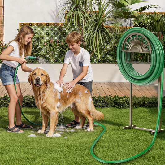 GOFORWILD Garden Hose Reel Winding Reel- Heavy Duty Freestanding Holder