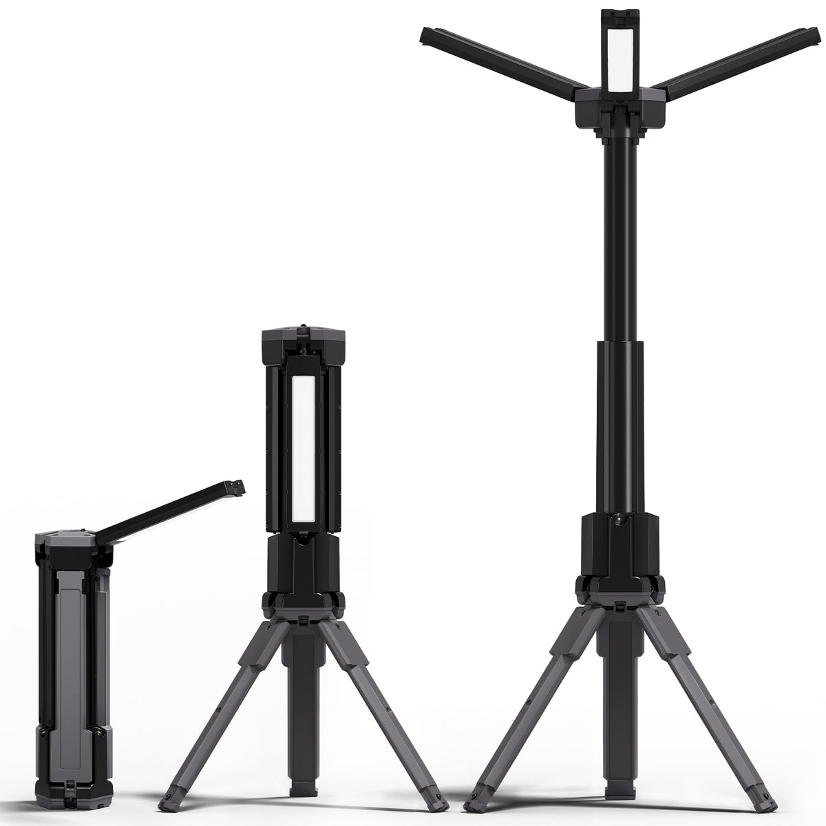Rechargeable LED Work Light with Stand, 2400mAh Battery, Cool & Warm White 2 Pack 4000/6500K Dimmable Camping Light, Top Hanging Hook, Portable Outdoor Lamp for Camping Fishing Emergency