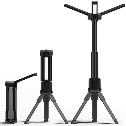 Rechargeable LED Work Light with Stand, 2400mAh Battery, Cool & Warm White 2 Pack 4000/6500K Dimmable Camping Light, Top Hanging Hook, Portable Outdoor Lamp for Camping Fishing Emergency