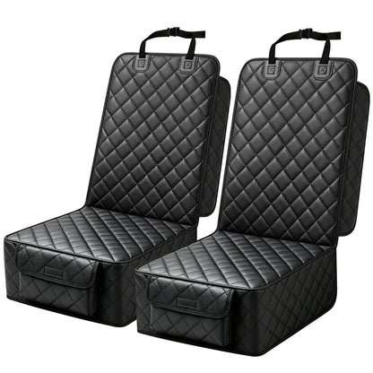 PETICON Front Seat Car Cover 2 Pack, Waterproof PU Leather Dog Car Seat Cover with Side Flaps, Nonslip Scratchproof Captain Chair Seat Cover Fits for Cars, Trucks, SUVs, Jeep