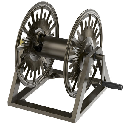 GOFORWILD Heavy-Duty Decorative Garden Hose Reel - Wall/Floor Mount with 200-Ft Capacity for 5/8 Hose Outdoor Hose Holder Winder for Lawn, Yard & Garden Storage