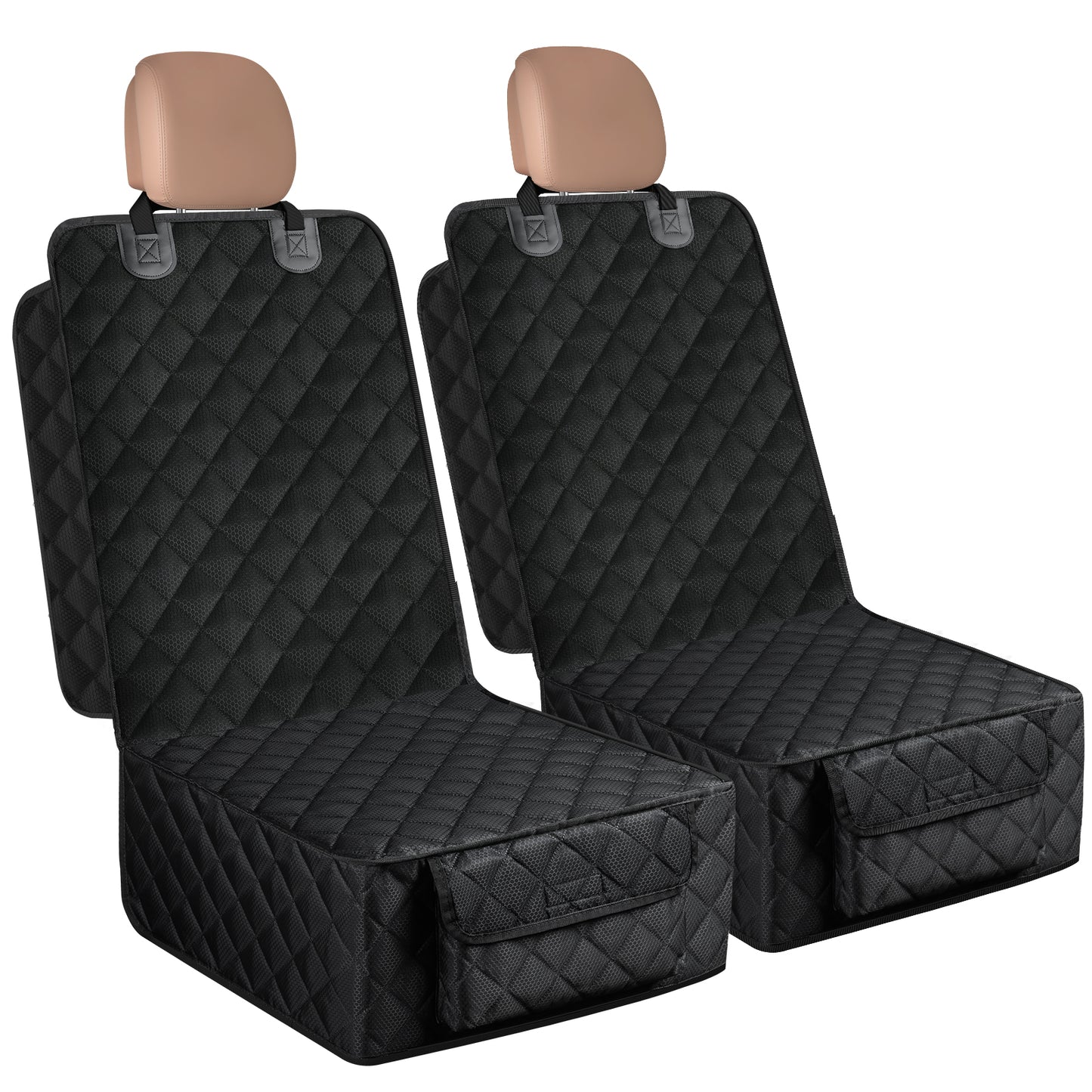 Waterproof Dog Seat Cover 2-Pack for Front Seats – Nonslip Scratchproof Captain Chair Covers with Side Flaps, Universal Fit for Cars, Trucks, SUVs, Jeep