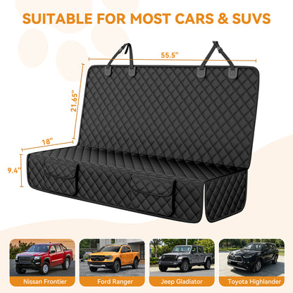 PETICON Back Seat Cover for Dogs and Kids - Waterproof Non-Slip Car Seat Protector for Large SUVs & Trucks, Durable & Scratch-Resistant Pet Backseat Bench Cover, Easy to Clean