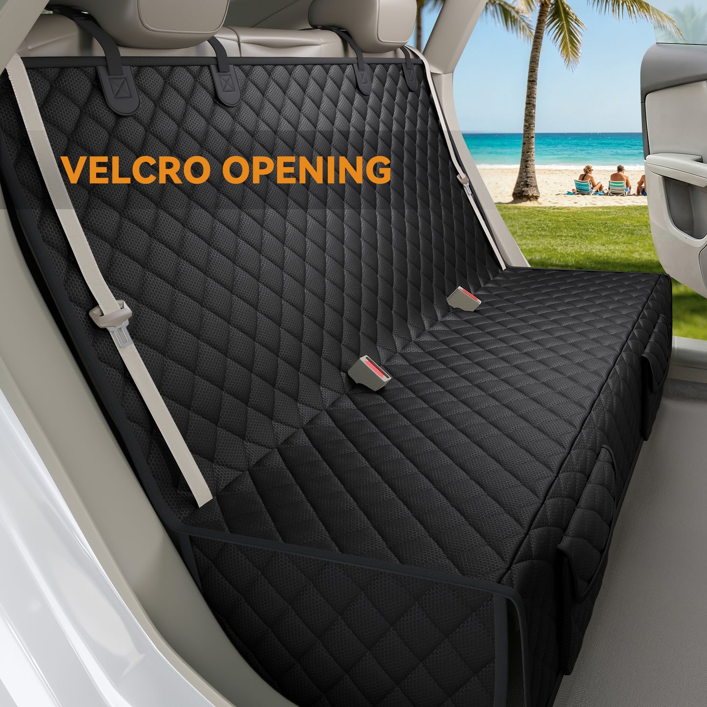 PETICON Back Seat Cover for Dogs and Kids - Waterproof Non-Slip Car Seat Protector for Large SUVs & Trucks, Durable & Scratch-Resistant Pet Backseat Bench Cover, Easy to Clean