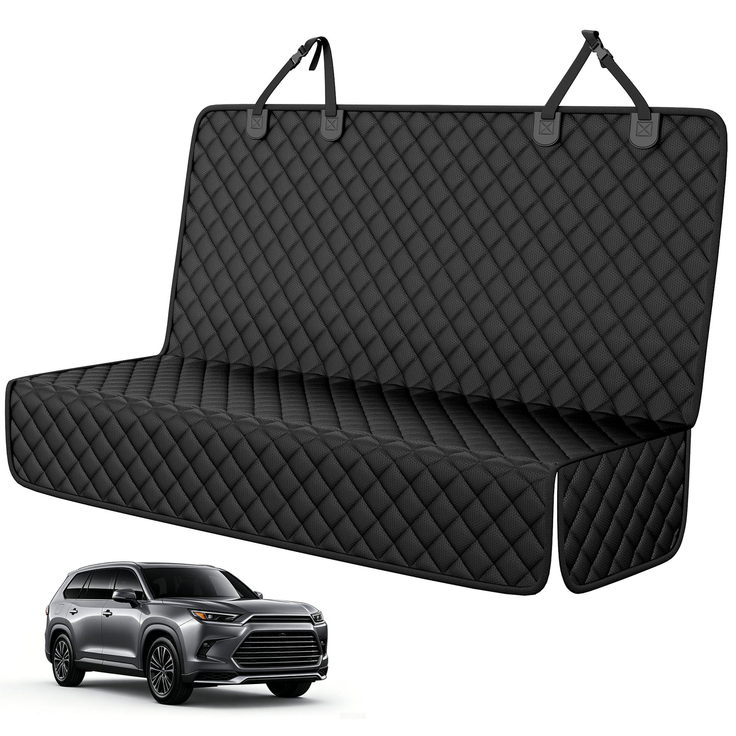 PETICON Dog Car Seat Cover for SUV, Waterproof Back Seat Cover for Toyota Tacoma/Jeep Grand Cherokee/Ford Explorer/Ranger/Chevrolet Colorado, Scratch-Proof Nonslip Durable Rear Seat Cover for Dogs