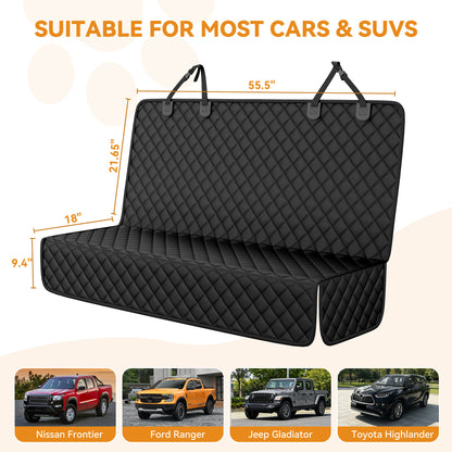 PETICON Dog Car Seat Cover for SUV, Waterproof Back Seat Cover for Toyota Tacoma/Jeep Grand Cherokee/Ford Explorer/Ranger/Chevrolet Colorado, Scratch-Proof Nonslip Durable Rear Seat Cover for Dogs