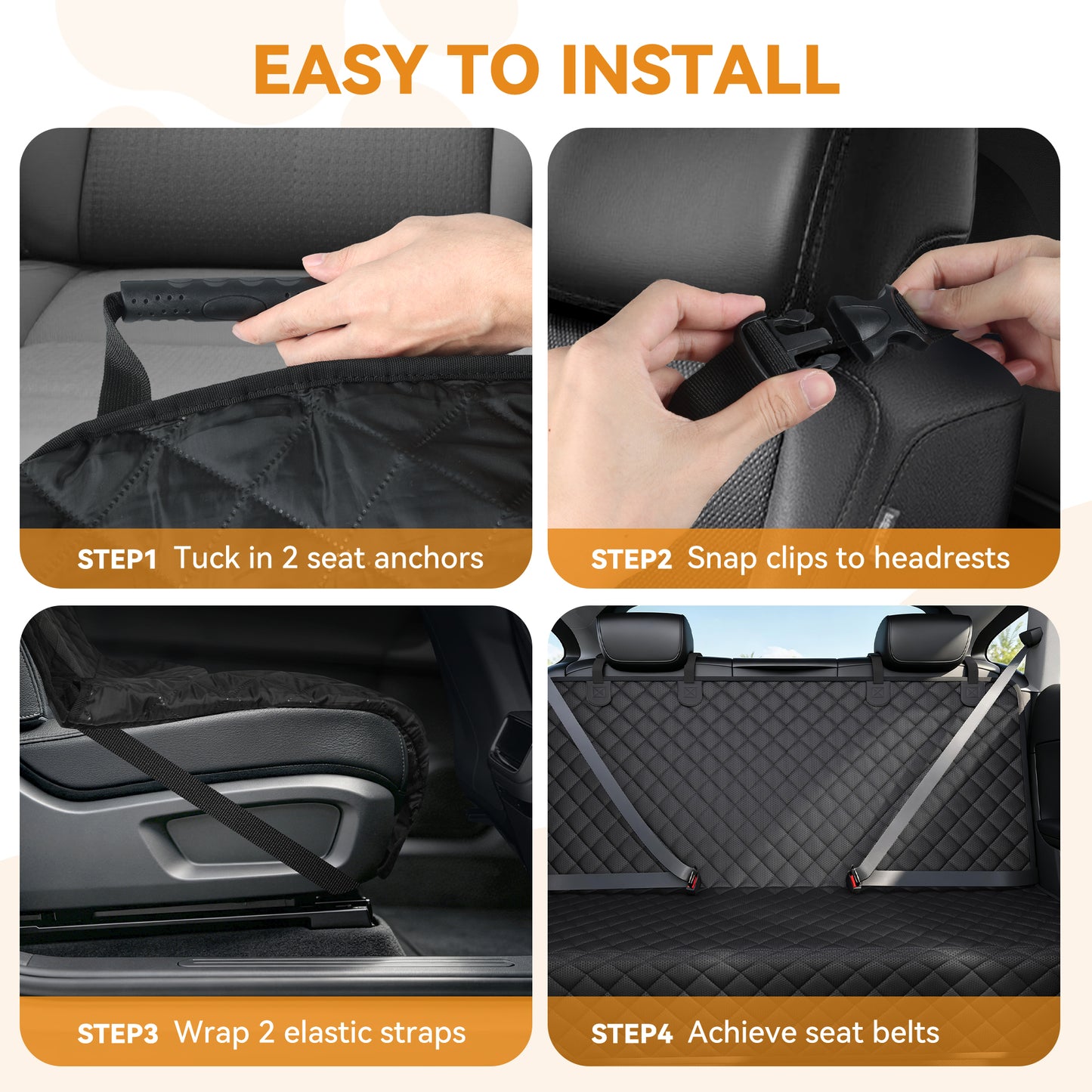 PETICON Dog Car Seat Cover for SUV, Waterproof Back Seat Cover for Toyota Tacoma/Jeep Grand Cherokee/Ford Explorer/Ranger/Chevrolet Colorado, Scratch-Proof Nonslip Durable Rear Seat Cover for Dogs