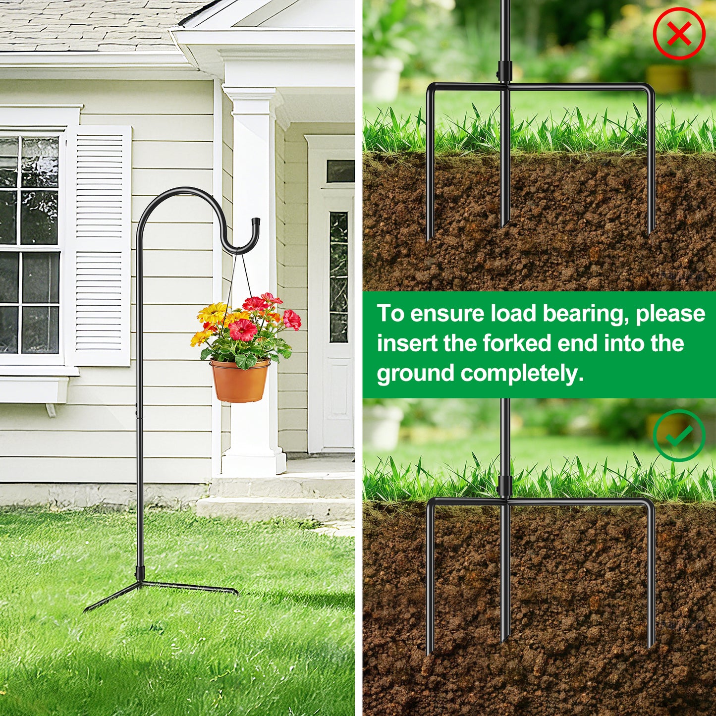 GOFORWILD Shepherd Hook 8 Pack Black, 33 inches Tall, Made of Premium Metal for Garden Decor, Plant Hanger, Lantern Hook, Solar Light Hanging, 7011-4