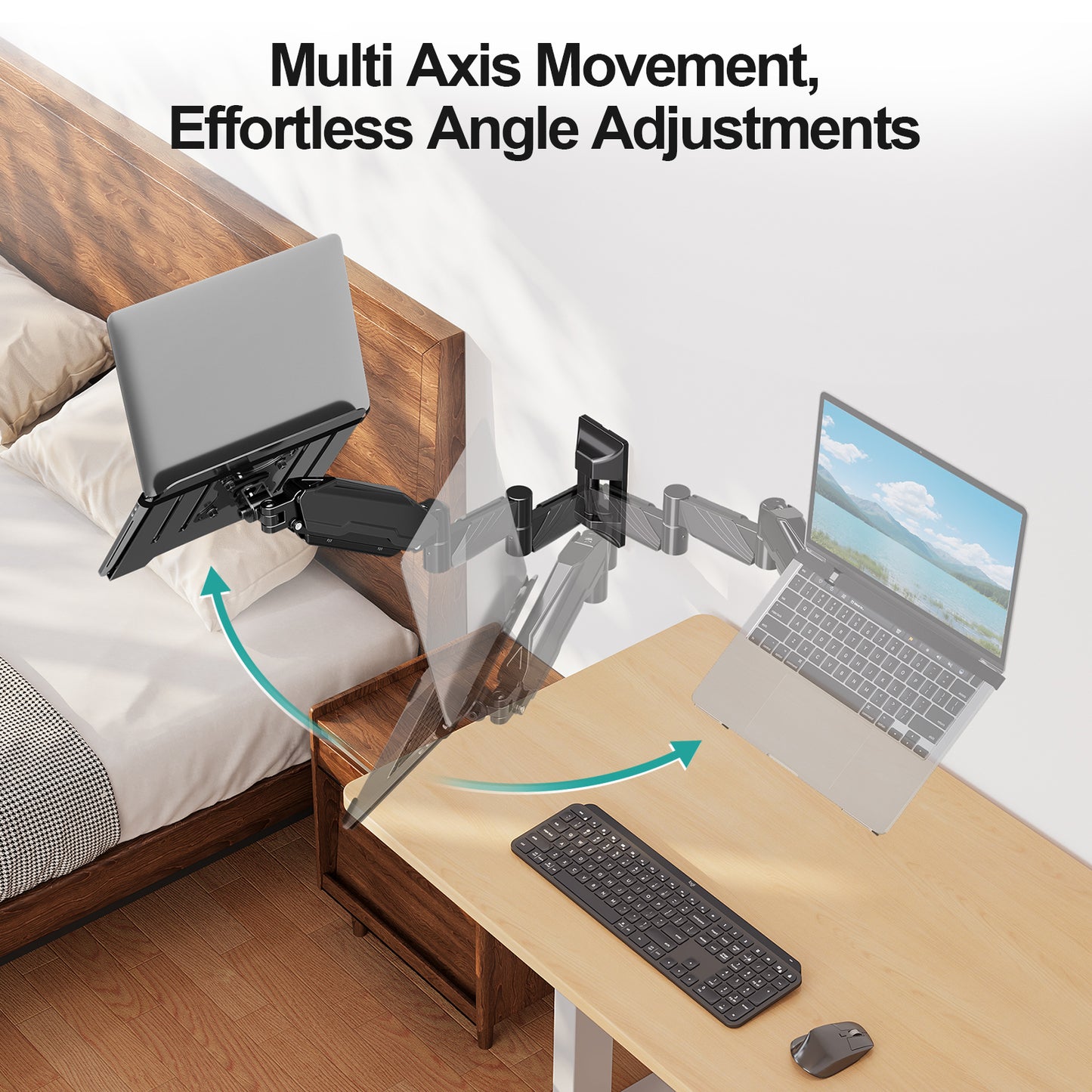 MOUNT PRO Long Laptop Wall Mount, 28" Extended Wall Mount Laptop Holder, 2-in-1 Monitor Wall Mount with Vented Tray for 11-17" Notebook/21-32" Screen, Full Motion Laptop Arm Holds 4.4-19.8 lbs