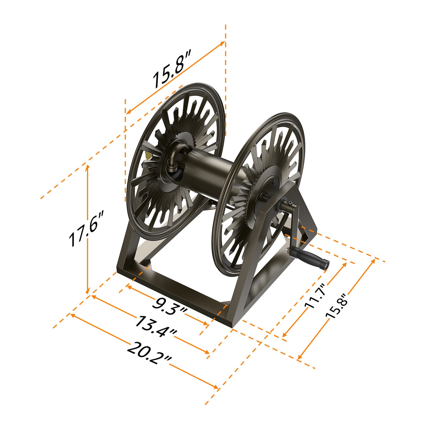 GOFORWILD Heavy-Duty Decorative Garden Hose Reel - Wall/Floor Mount with 200-Ft Capacity for 5/8 Hose Outdoor Hose Holder Winder for Lawn, Yard & Garden Storage