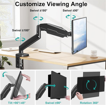 LIFTGO Single Monitor Mount for Desk, Monitor Articulating Arm for max 32inch, Adjustale VESA Monitor Stand for Computer Screen, Clamp and Grommet Base, VESA 75x75/100x100