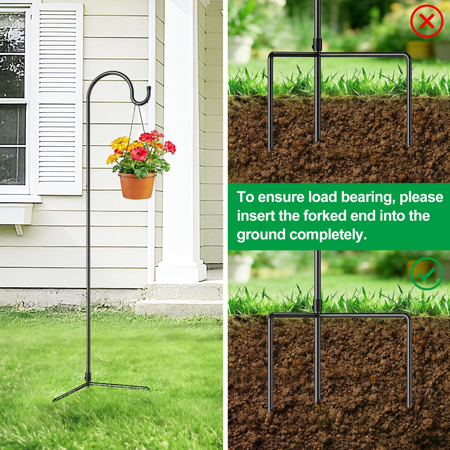 GOFORWILD Shepherd Hook 8 Pack Adjustable, 49 inches Tall, Made of Premium Metal for Garden Decor, Plant Hanger, Lantern Hook, Solar Light Hanging, 7013-4
