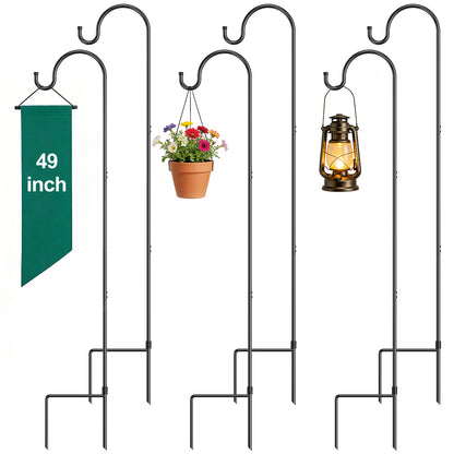 GOFORWILD Shepherd Hooks 6 Pack Adjustable, 49 inches Tall, Premium Metal Garden Hook for Outdoor, Hanging Plant, Solar Lights, Lanterns, Bird Feeders, and Wedding Decor, 7013-3