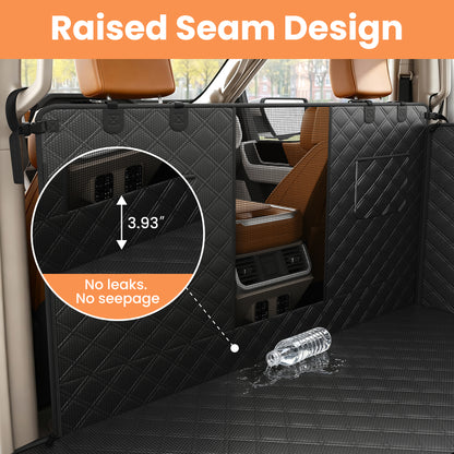 PETICON F150 Floor Cover for Crew Cab Trucks with Fold-Up & Split Seats | Waterproof & Scratch-Resistant 600D Oxford, Non-slip Base, Side Door Flaps, Split Zipper, Protects Interior, Machine Washable