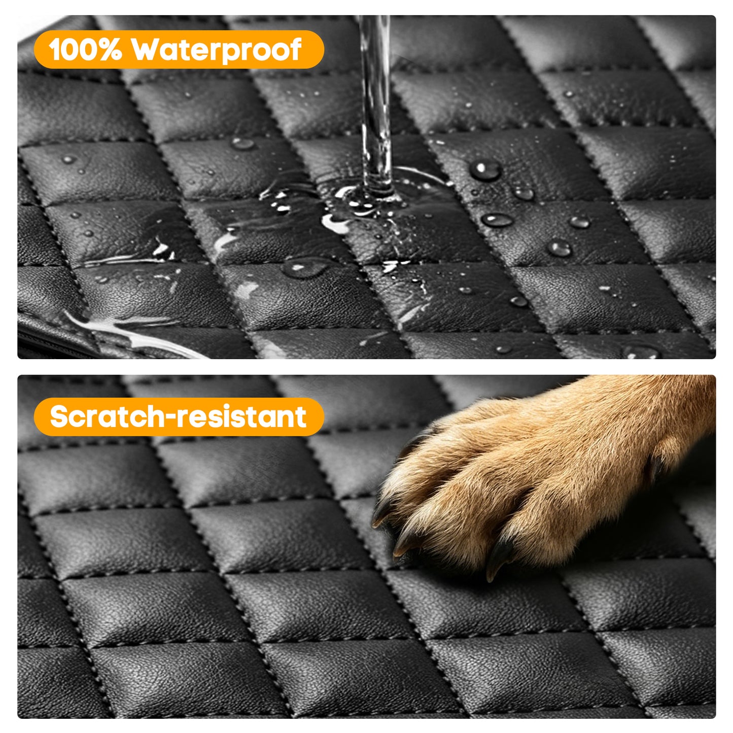 PETICON Front Seat Car Cover 2 Pack, Waterproof PU Leather Dog Car Seat Cover with Side Flaps, Nonslip Scratchproof Captain Chair Seat Cover Fits for Cars, Trucks, SUVs, Jeep