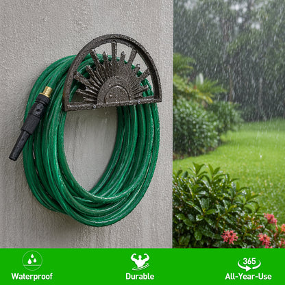 GOFORWILD Garden Hose Holder Heavy Duty Holds 125-Feet of 5/8-Inch Hose for Outside Yard Lawn Farm Made of Gauge Steel for Outside Yard, Bronze, Decorative Hose Butler Sturdy Water Hose Rack, Durable Wall Hose Hanger
