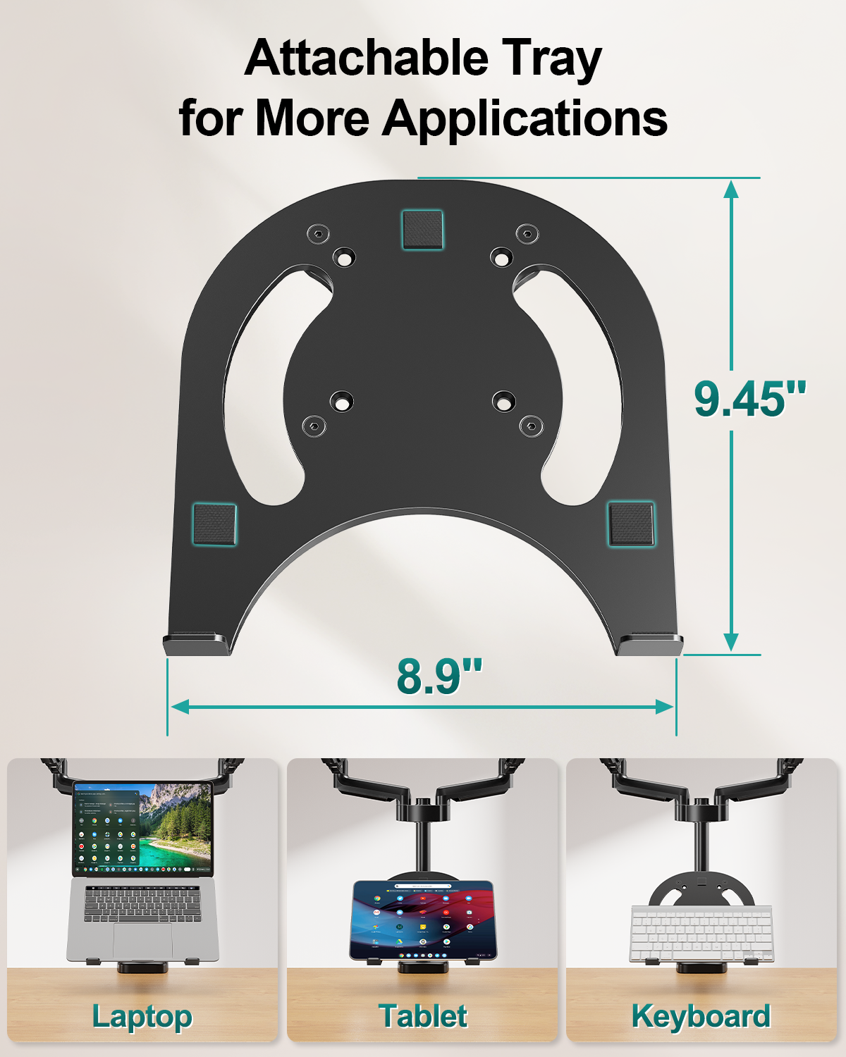 MOUNT PRO Dual Monitor and Laptop Mount for Max 27" Monitors & 17" Laptop 3-in-1 Adjustable Laptop and Monitor Desk Mount Holds up to 19.8lbs, VESA 75x75mm/100x100mm, Egonomic Setup for Home Office