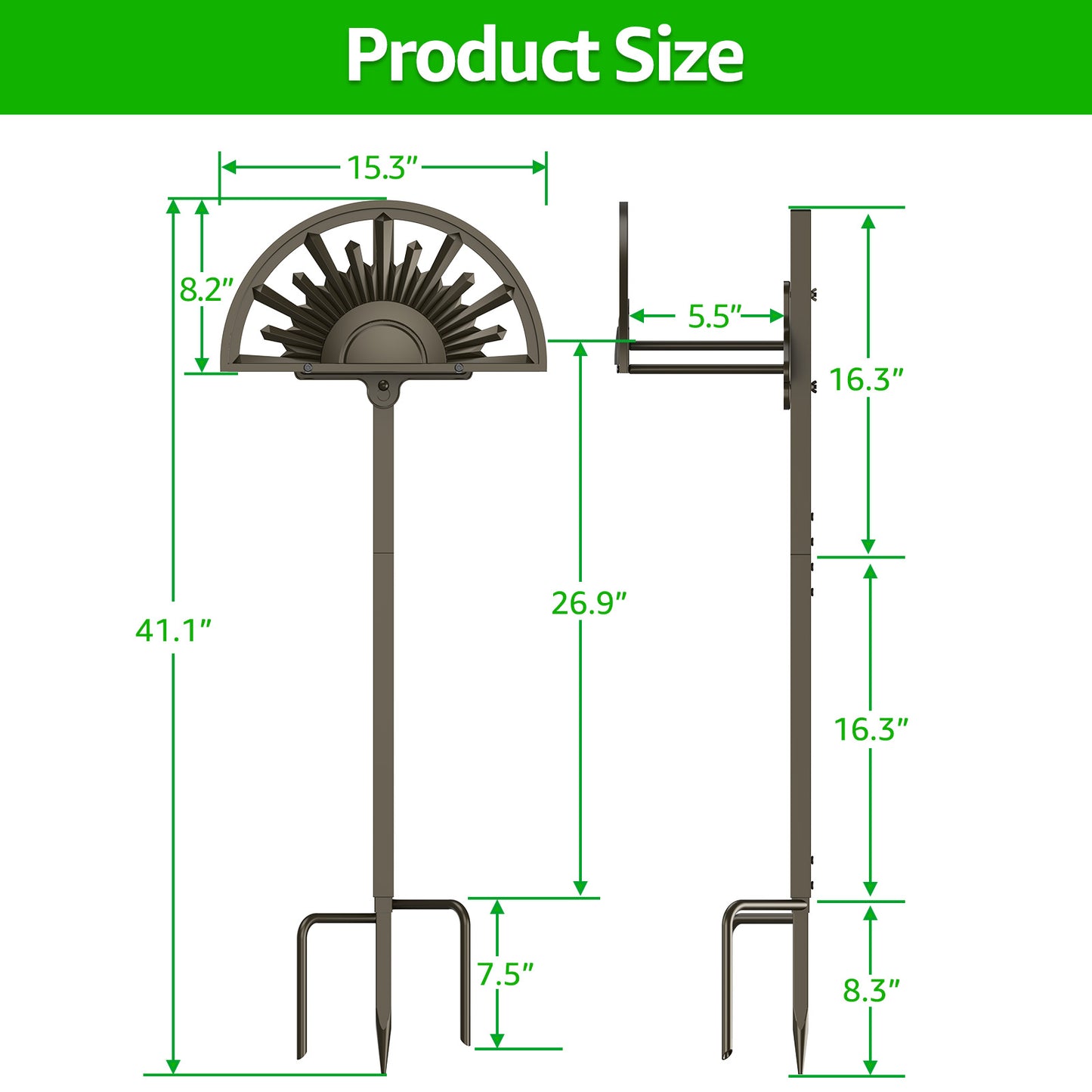 GOFORWILD Garden Hose Holder, Holds 125-Feet of 5/8-Inch Hose, Made of Gauge Steel, Freestanding Detachable Hose Storage Reels Hanger Rack for Outside Yard Lawn Farm, Rustproof