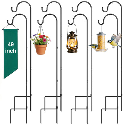 GOFORWILD Shepherd Hook 8 Pack Adjustable, 49 inches Tall, Made of Premium Metal for Garden Decor, Plant Hanger, Lantern Hook, Solar Light Hanging, 7013-4