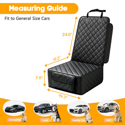 PETICON Front Seat Car Cover 2 Pack, Waterproof PU Leather Dog Car Seat Cover with Side Flaps, Nonslip Scratchproof Captain Chair Seat Cover Fits for Cars, Trucks, SUVs, Jeep