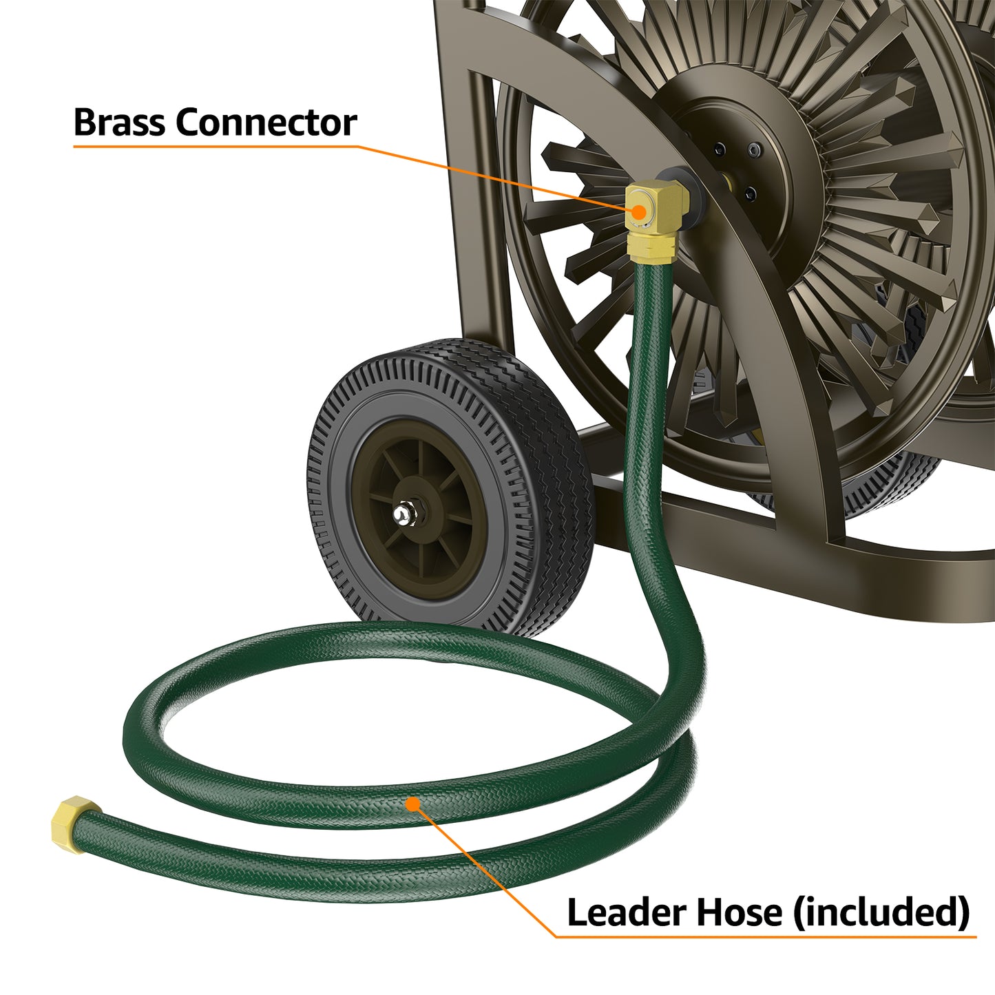 GOFORWILD Heavy Duty Steel Garden Hose Reel Cart with Wheels - Holds 200ft of 5/ Hose, Storage Basket & Anti-Tip Design - Mobile Water Reel for Lawn, Yard, Garden