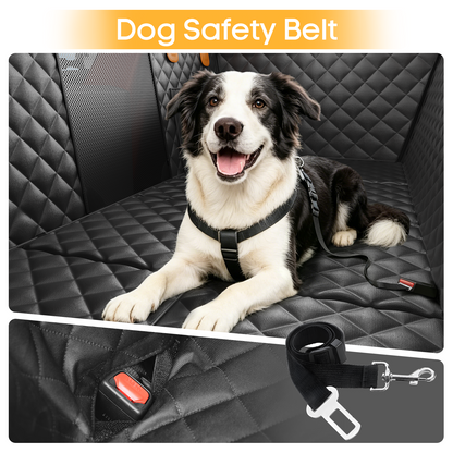 PETICON Back Seat Extender for Dogs, Hard Bottom Pet Seat Cover - Supports 400lbs, Waterproof Rear Seat Cover with Mesh Window for Ford/GMC/Chevrolet/Toyota/RAM Crew Cab Trucks&Full-Size