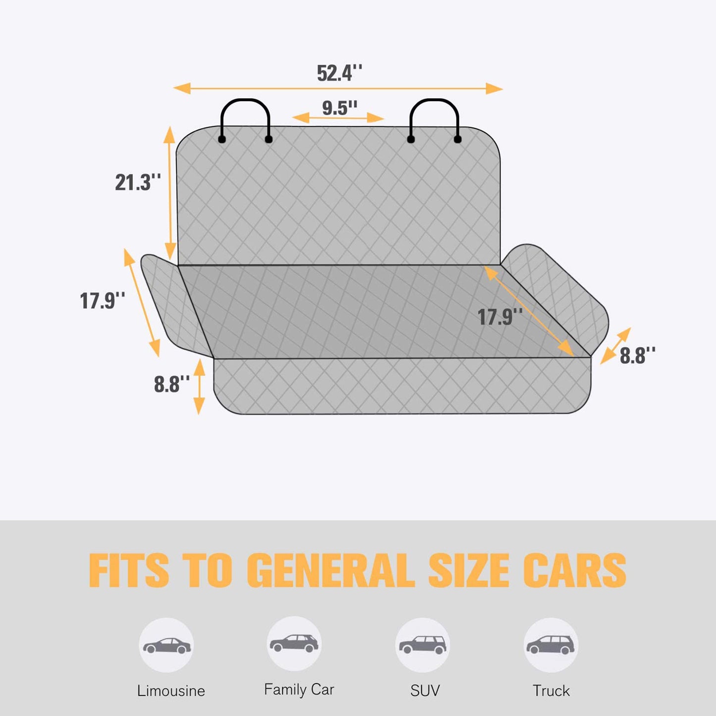 LIFTGO Waterproof Dog Car Seat Cover - Scratchproof Bench Cover for Back Seat, Universal Fit for Cars/Trucks/SUVs, Nonslip Pet Mat with Seat Protection, Machine Washable