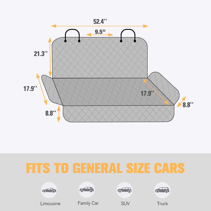 LIFTGO Waterproof Dog Car Seat Cover - Scratchproof Bench Cover for Back Seat, Universal Fit for Cars/Trucks/SUVs, Nonslip Pet Mat with Seat Protection, Machine Washable
