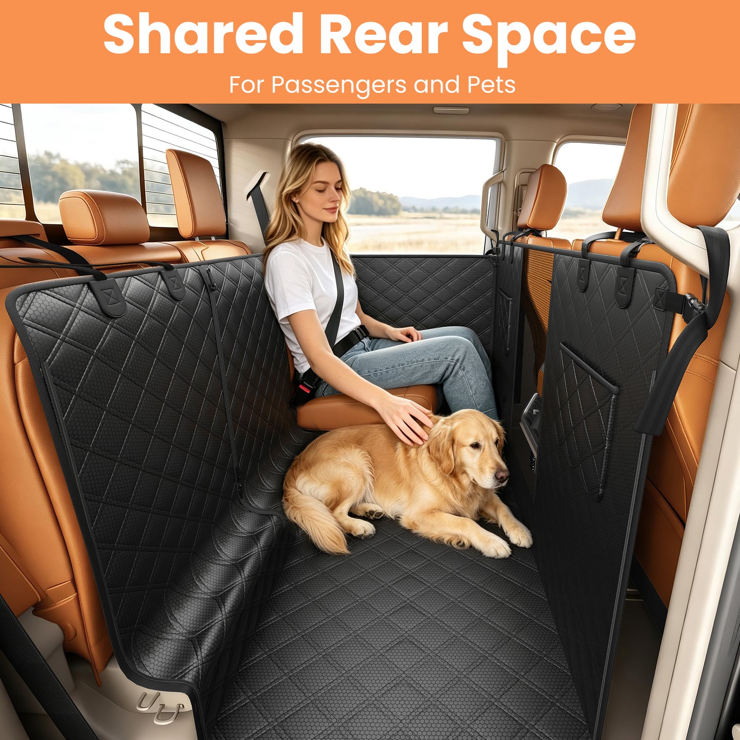 PETICON F150 Floor Cover for Crew Cab Trucks with Fold-Up & Split Seats | Waterproof & Scratch-Resistant 600D Oxford, Non-slip Base, Side Door Flaps, Split Zipper, Protects Interior, Machine Washable