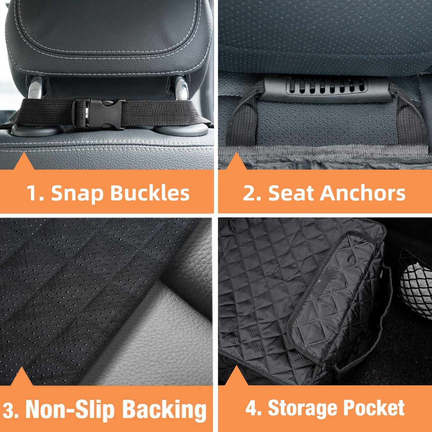 Waterproof Dog Seat Cover 2-Pack for Front Seats – Nonslip Scratchproof Captain Chair Covers with Side Flaps, Universal Fit for Cars, Trucks, SUVs, Jeep
