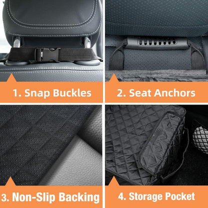 Waterproof Dog Seat Cover 2-Pack for Front Seats – Nonslip Scratchproof Captain Chair Covers with Side Flaps, Universal Fit for Cars, Trucks, SUVs, Jeep