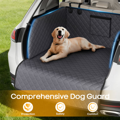PETICON SUV Cargo Liner for Dogs, Waterproof Trunk Cover with Cushioned Sides to Protect Pet, Full Coverage Non-Slip Seat Cover for SUVs with Bumper Flap Protector
