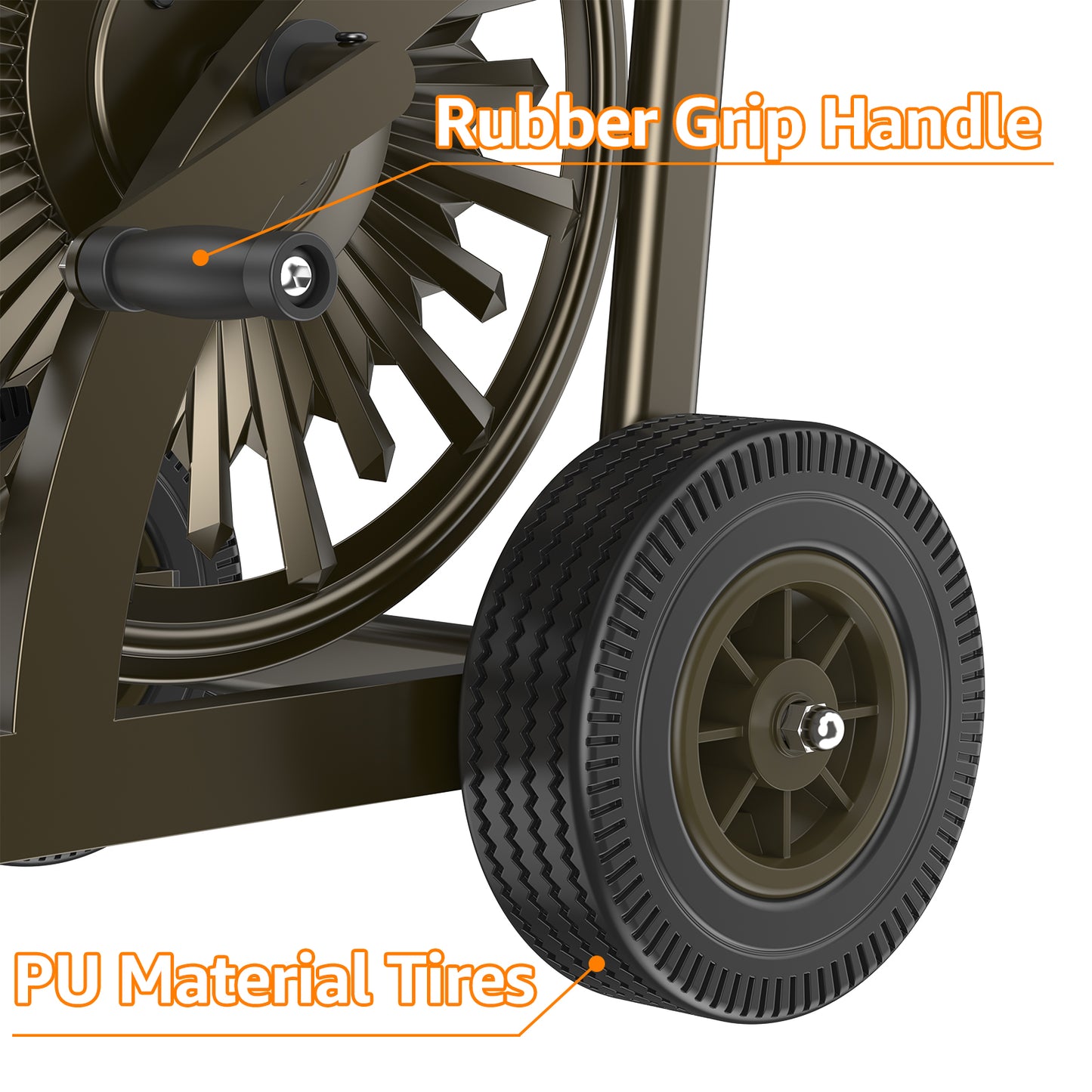 GOFORWILD Heavy Duty Steel Garden Hose Reel Cart with Wheels - Holds 200ft of 5/ Hose, Storage Basket & Anti-Tip Design - Mobile Water Reel for Lawn, Yard, Garden
