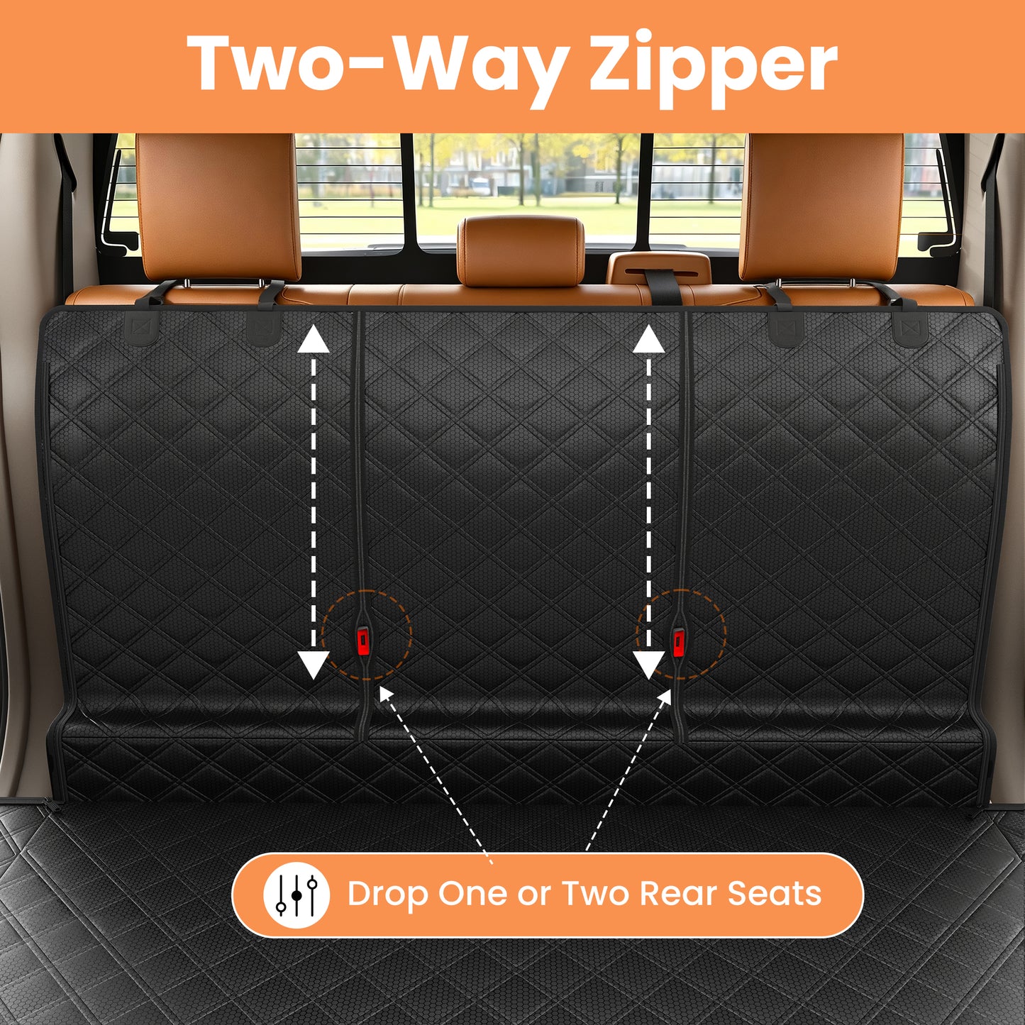 PETICON F150 Floor Cover for Crew Cab Trucks with Fold-Up & Split Seats | Waterproof & Scratch-Resistant 600D Oxford, Non-slip Base, Side Door Flaps, Split Zipper, Protects Interior, Machine Washable