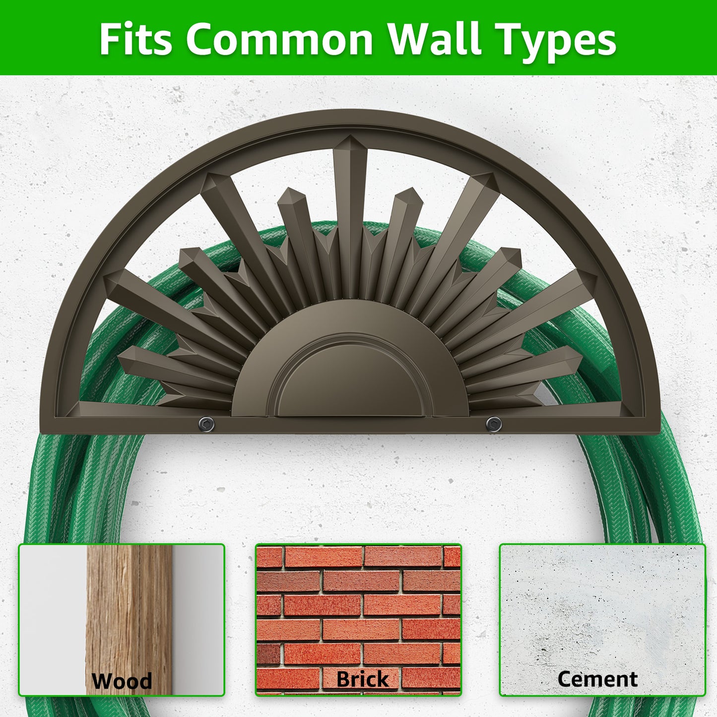 GOFORWILD Garden Hose Holder Heavy Duty Holds 125-Feet of 5/8-Inch Hose for Outside Yard Lawn Farm Made of Gauge Steel for Outside Yard, Bronze, Decorative Hose Butler Sturdy Water Hose Rack, Durable Wall Hose Hanger