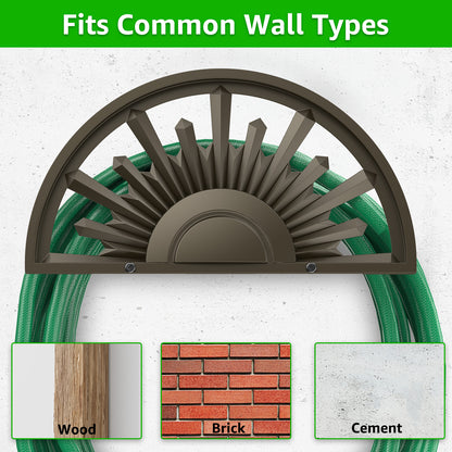 GOFORWILD Garden Hose Holder Heavy Duty Holds 125-Feet of 5/8-Inch Hose for Outside Yard Lawn Farm Made of Gauge Steel for Outside Yard, Bronze, Decorative Hose Butler Sturdy Water Hose Rack, Durable Wall Hose Hanger