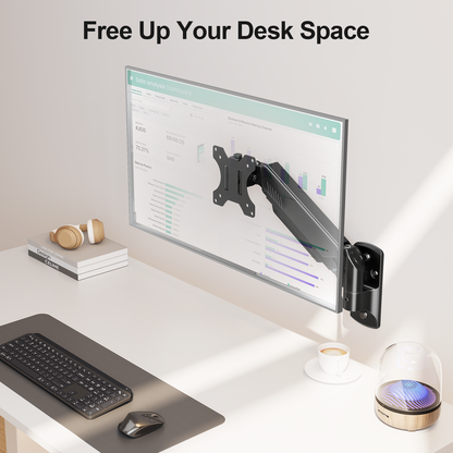 MOUNT PRO Monitor Wall Mount, 14.7" Short Monitor Arm for Max 32" Screen, Full Motion Height Adjustable Single Computer Wall Mount Holds Up to 19.8lbs, VESA 75x75/100x100, Black.