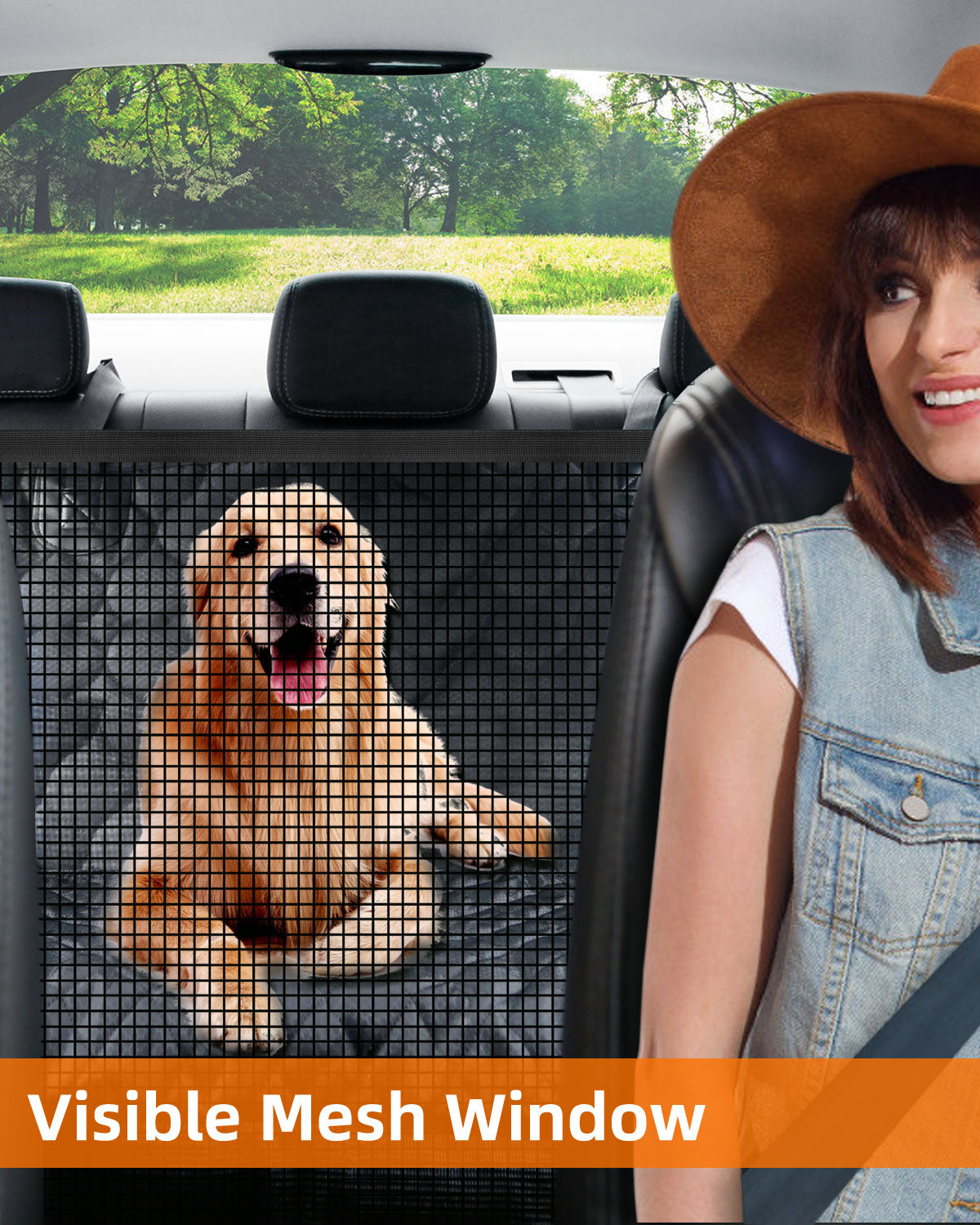 LIFTGO Dog Seat Cover for Cars - Waterproof & Scratchproof Dog Hammock Pet Car Seat Protector with Mesh Window, Universal Fit for Back Seat of Cars, SUV, Truck and Jeep