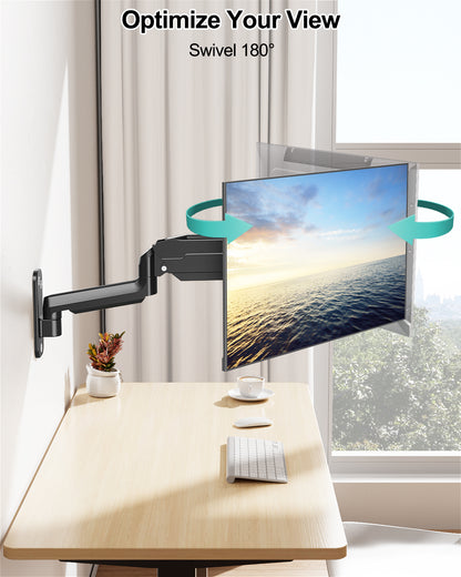 LIFTGO Wall Mount Monitor Arm for Max 32 Inch Computer Screens, Height Adjustable Single Monitor Wall Mount Holds Up to 19.8lbs, Full Motion Wall Bracket, VESA Mount 75x75, 100x100, Black
