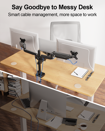MOUNT PRO Dual Monitor and Laptop Mount for Max 27" Monitors & 17" Laptop 3-in-1 Adjustable Laptop and Monitor Desk Mount Holds up to 19.8lbs, VESA 75x75mm/100x100mm, Egonomic Setup for Home Office