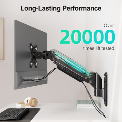 MOUNT PRO Monitor Wall Mount, 14.7" Short Monitor Arm for Max 32" Screen, Full Motion Height Adjustable Single Computer Wall Mount Holds Up to 19.8lbs, VESA 75x75/100x100, Black.