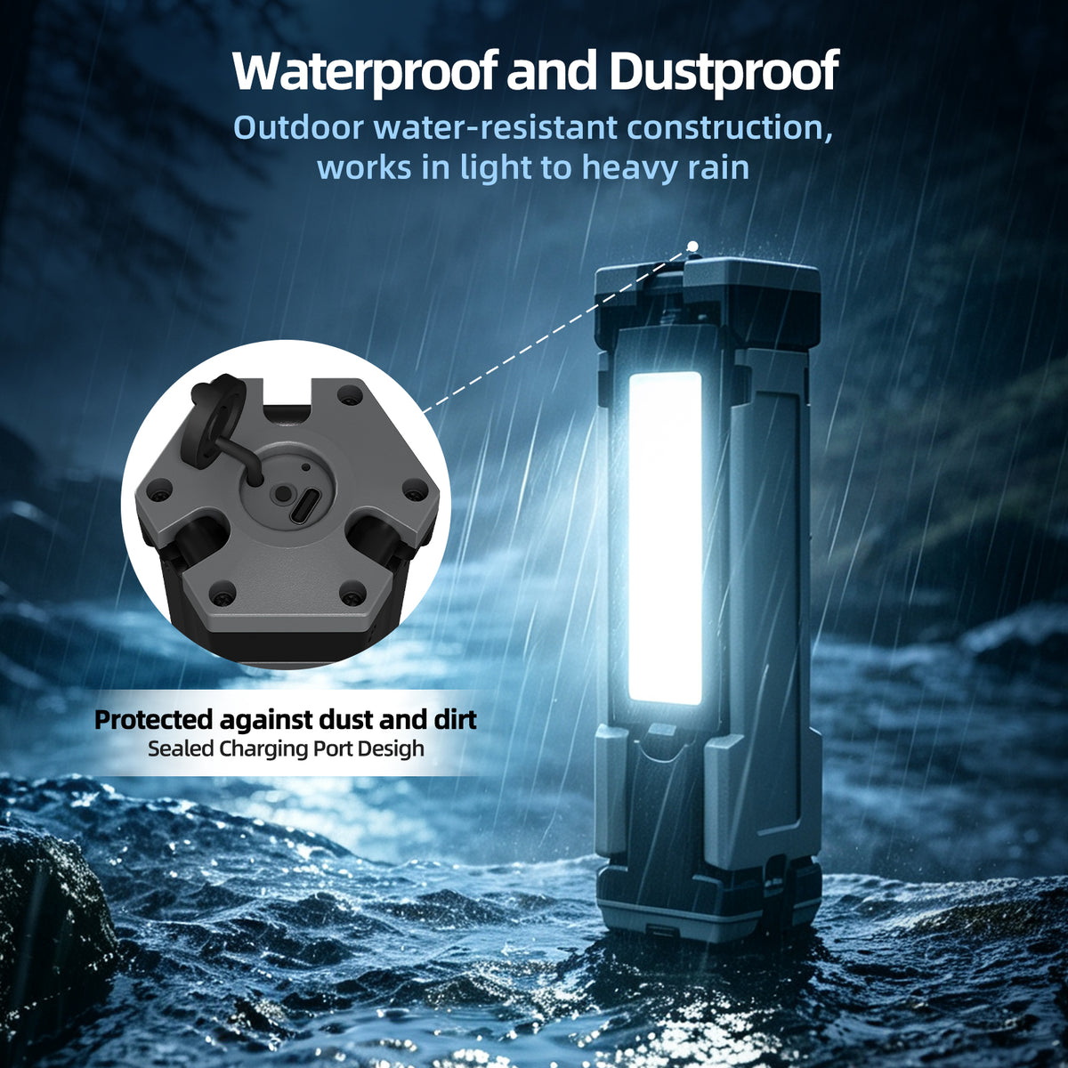 Rechargeable LED Work Light with Stand, 2400mAh Battery, Cool & Warm White 2 Pack 4000/6500K Dimmable Camping Light, Top Hanging Hook, Portable Outdoor Lamp for Camping Fishing Emergency